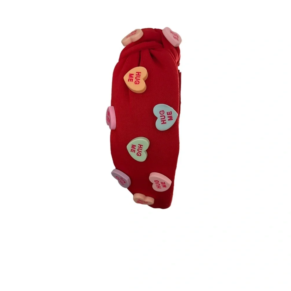 Red Headband with Heart Accents